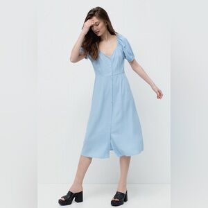 Vero Moda blue puff sleeve midi dress‎